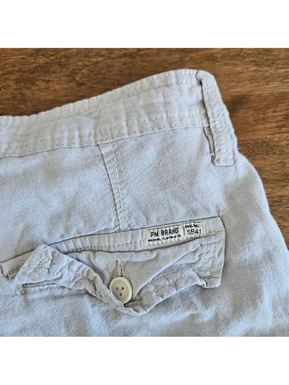 Private Member Linen Blend Cargo Shorts Mens Size 32 Beige Lightweight Summer - Picture 4 of 6